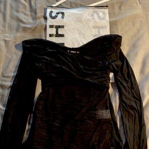 Shein Blck Mesh Long Sleeve Cross top